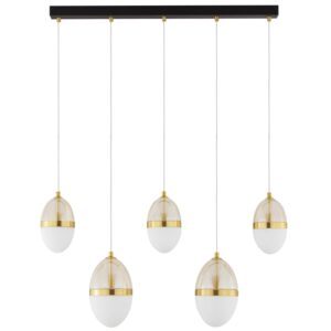 Bílo-zlaté skleněné závěsné LED světlo Nova Luce Egna 86 cm